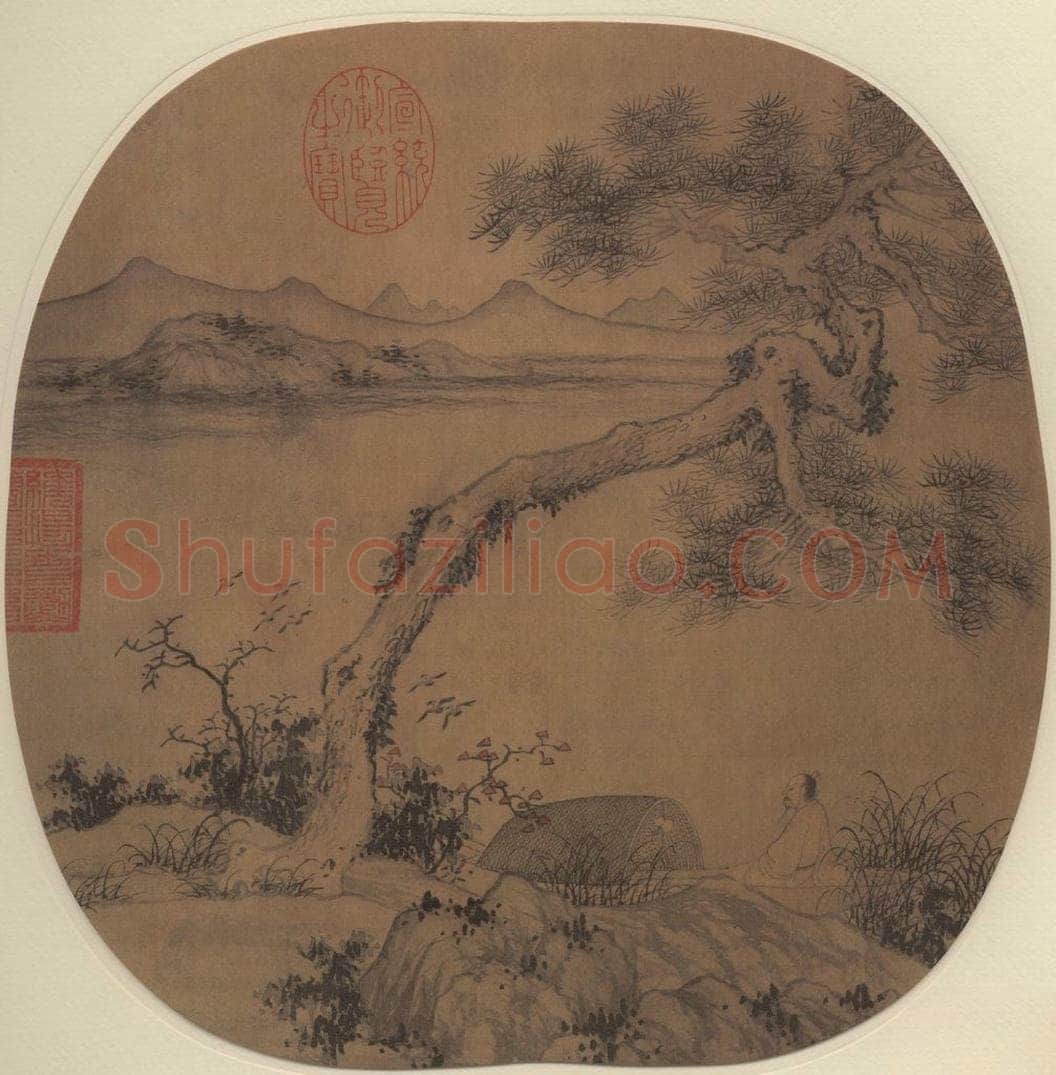 元 佚名 倚艇看鸿图 书画作品
