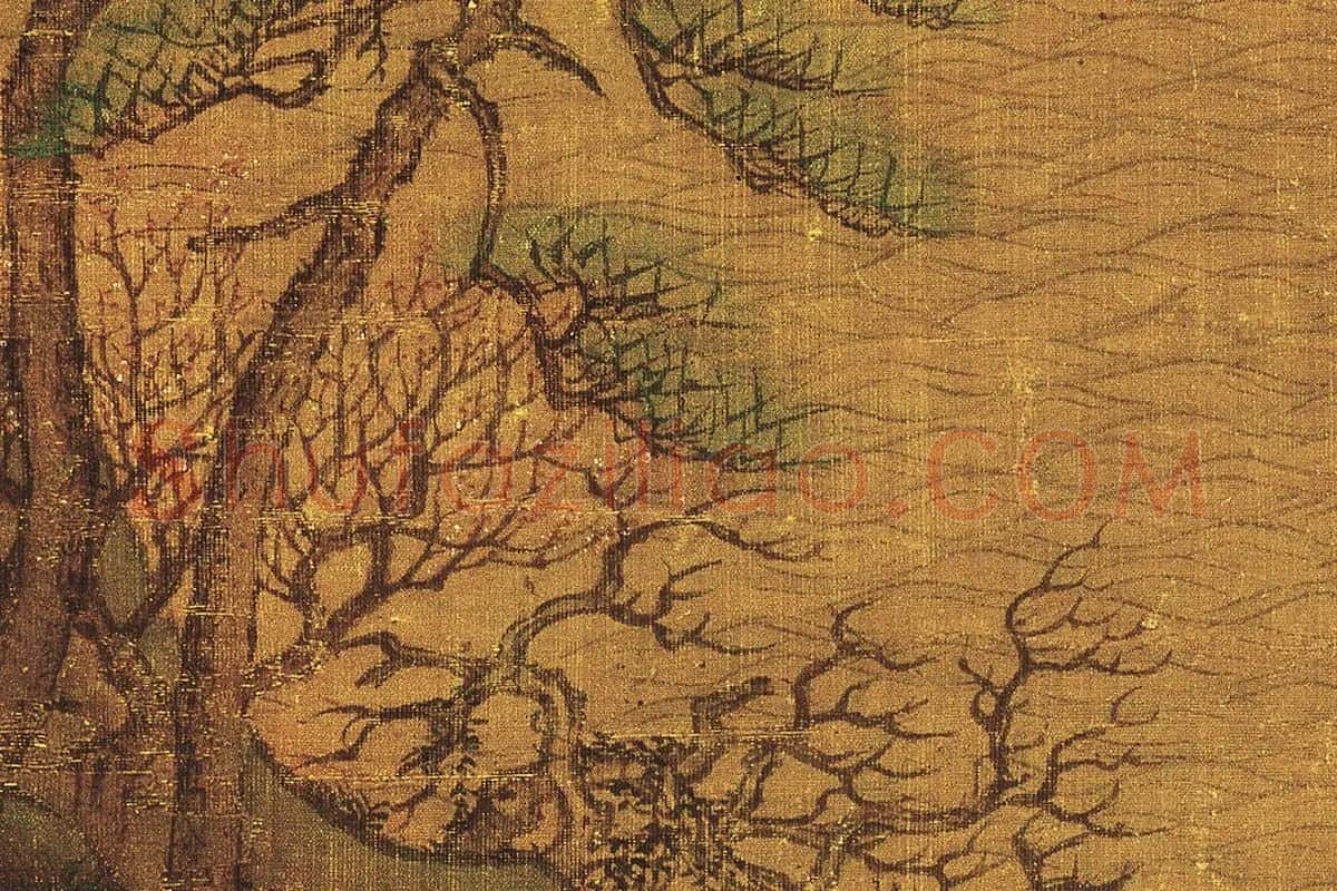 李思训《江帆楼阁图》高清大图局部细节 (2)