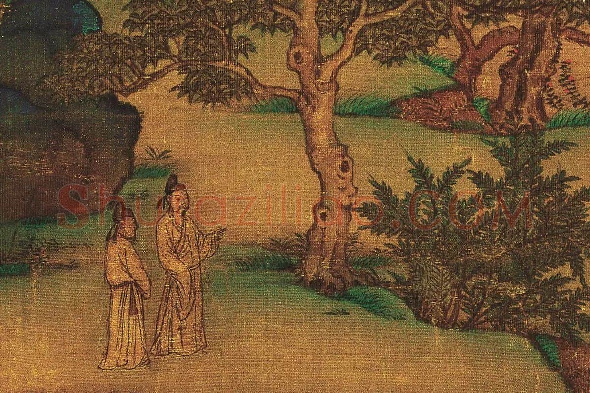 李思训《江帆楼阁图》高清大图局部细节 (4)
