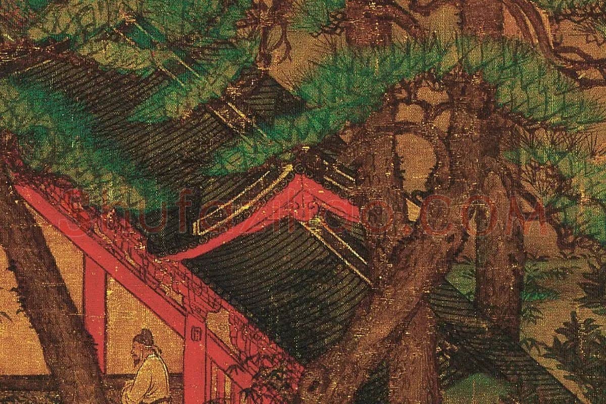 李思训《江帆楼阁图》高清大图局部细节 (8)