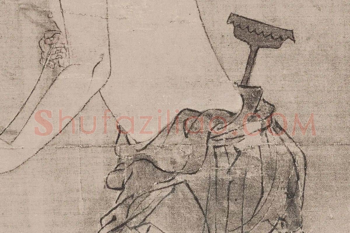 清溪饮马图纨扇局部细节 (4)