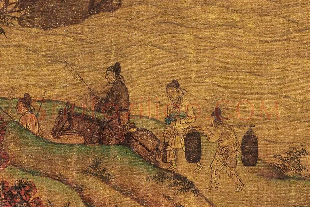 李思训《江帆楼阁图》高清大图局部细节 (12)