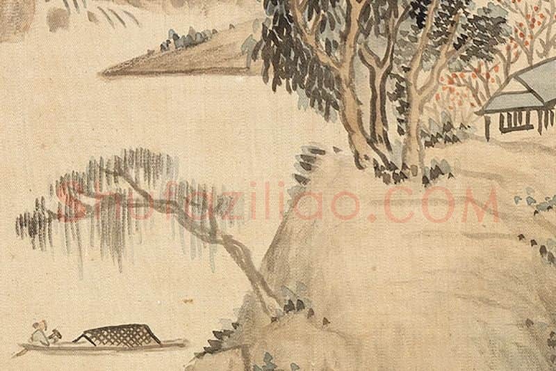 吴大澂仿石田山水团扇局部 (1)