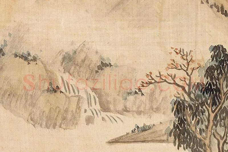 吴大澂仿石田山水团扇局部 (2)