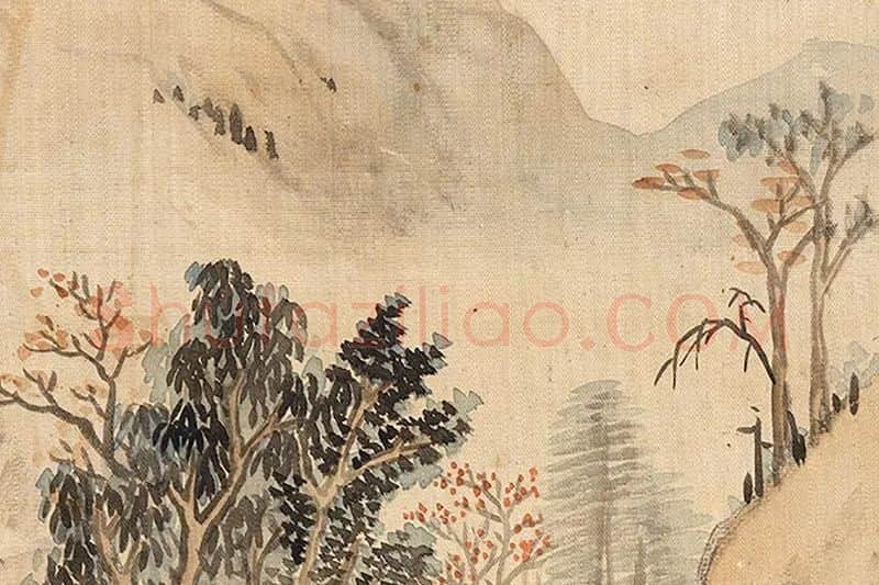 吴大澂仿石田山水团扇局部 (3)