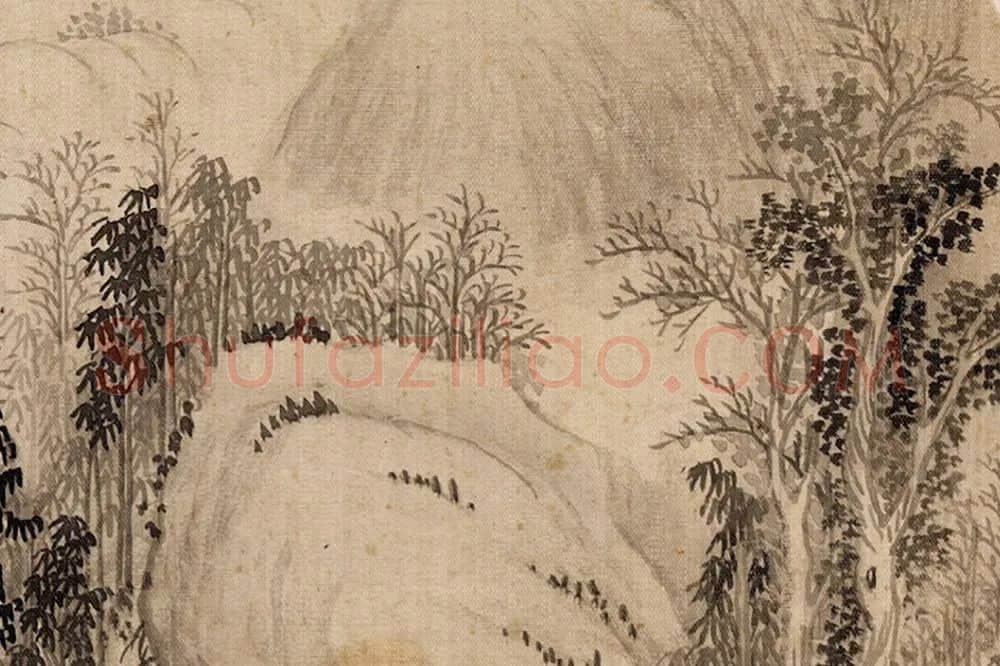 吴大澂仿徐幼文山水团扇局部 (2)