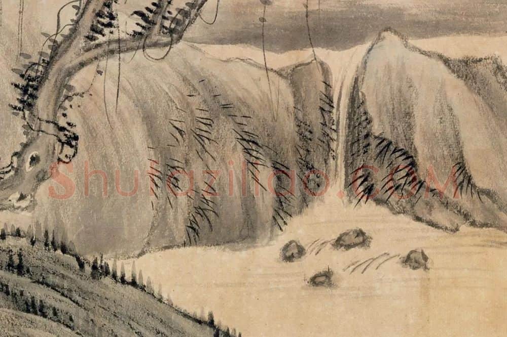 吴大澂山水二帧轴局部 (3)