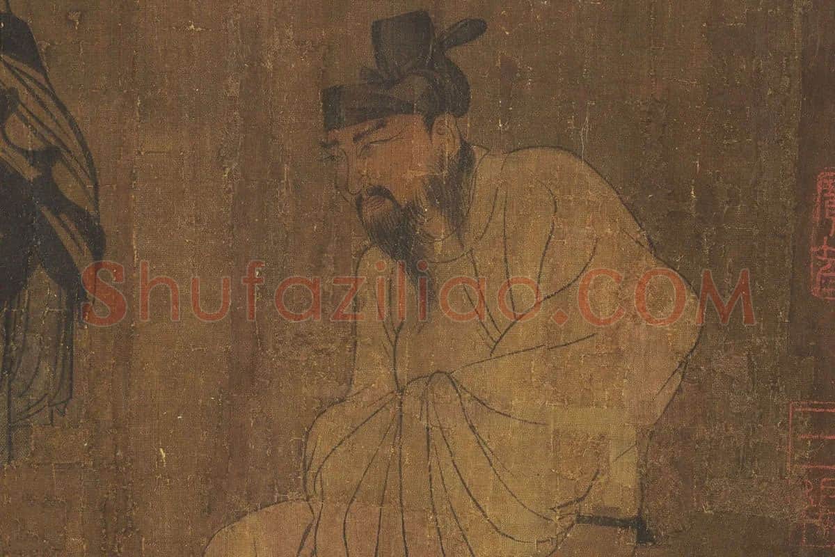 阎立本《萧翼赚兰亭图》卷(南宋摹·台北故宫藏本)高清大图局部 (2)