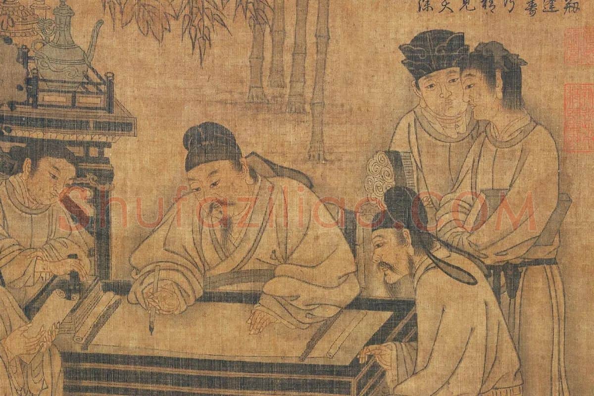 阎立本《竹林五君图》高清大图局部细节 (1)