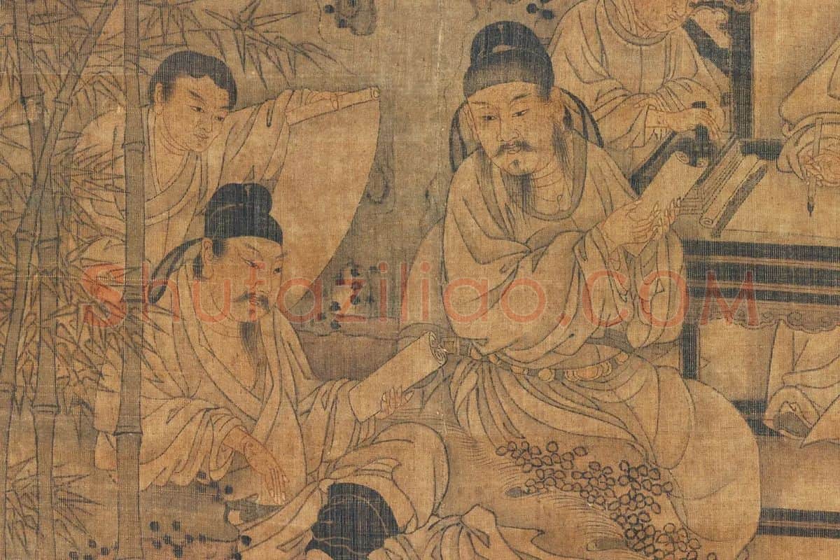 阎立本《竹林五君图》高清大图局部细节 (2)