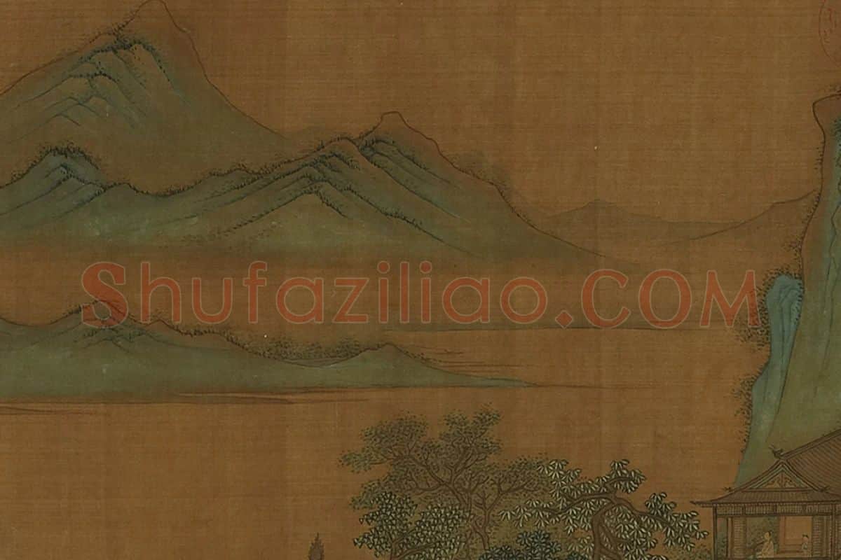 周昉·青绿山水楼阁画《金谷园图》局部 (2)