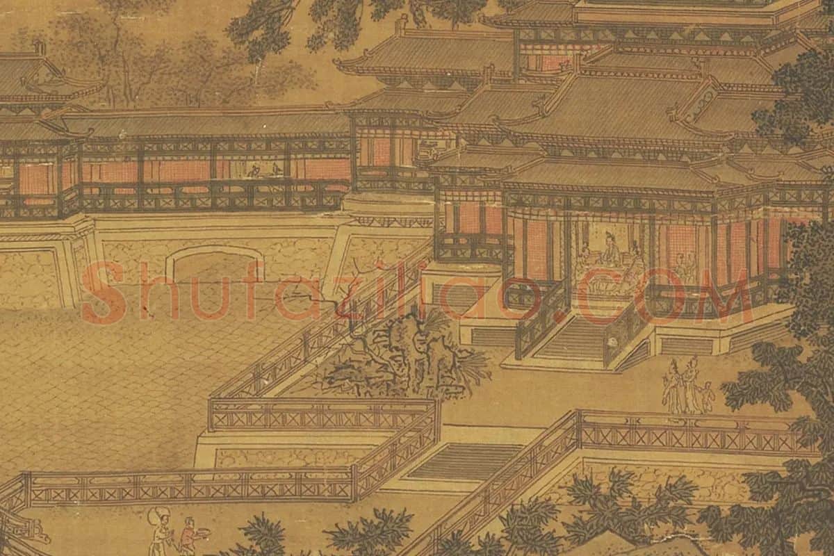 周昉山水楼阁画《仙山楼观》局部 (2)
