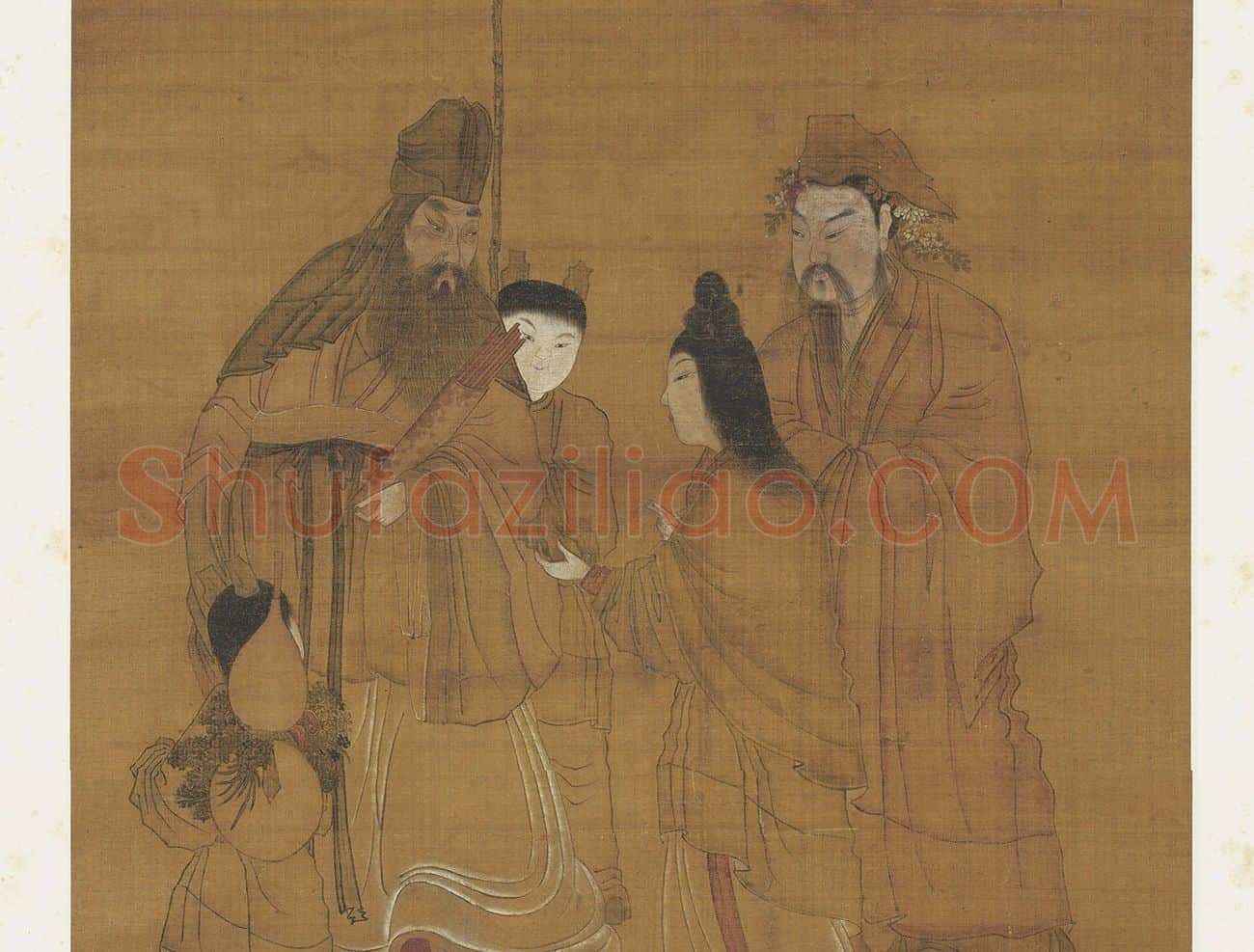 周昉楷书与佛道人物画《麻姑仙坛记图轴》_03