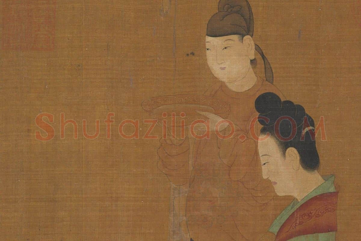 唐·周昉人物画卷《内人双陆图》高清大图局部 (1)