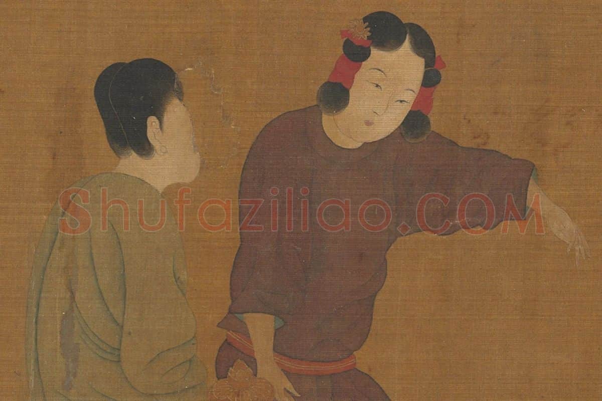 唐·周昉人物画卷《内人双陆图》高清大图局部 (4)