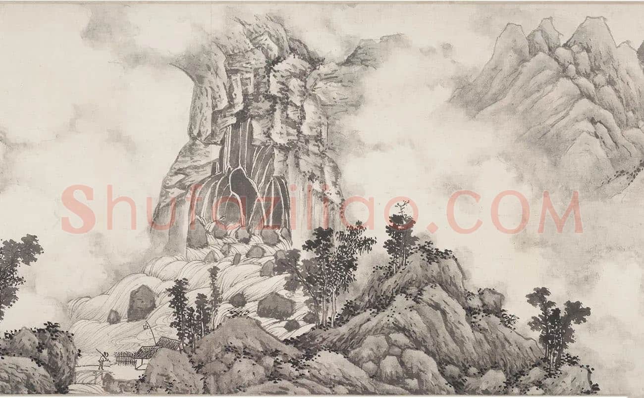 沈周水墨山水画《烟江叠嶂图》_03