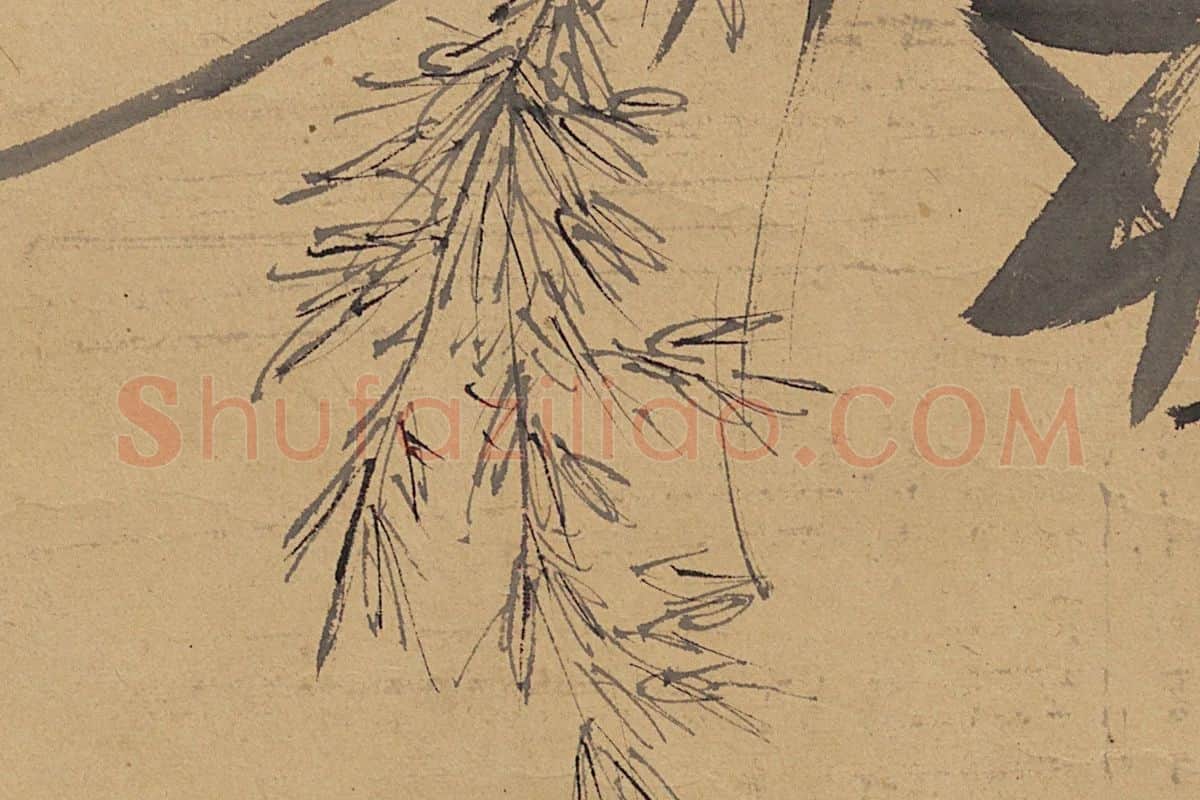 徐渭水墨作品《蟹鱼图》高清大图局部细节 (5)