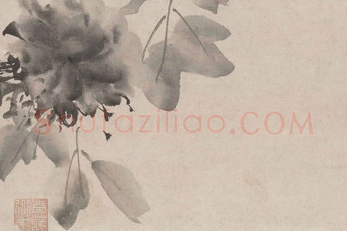 徐渭《水墨牡丹图》局部 (1)
