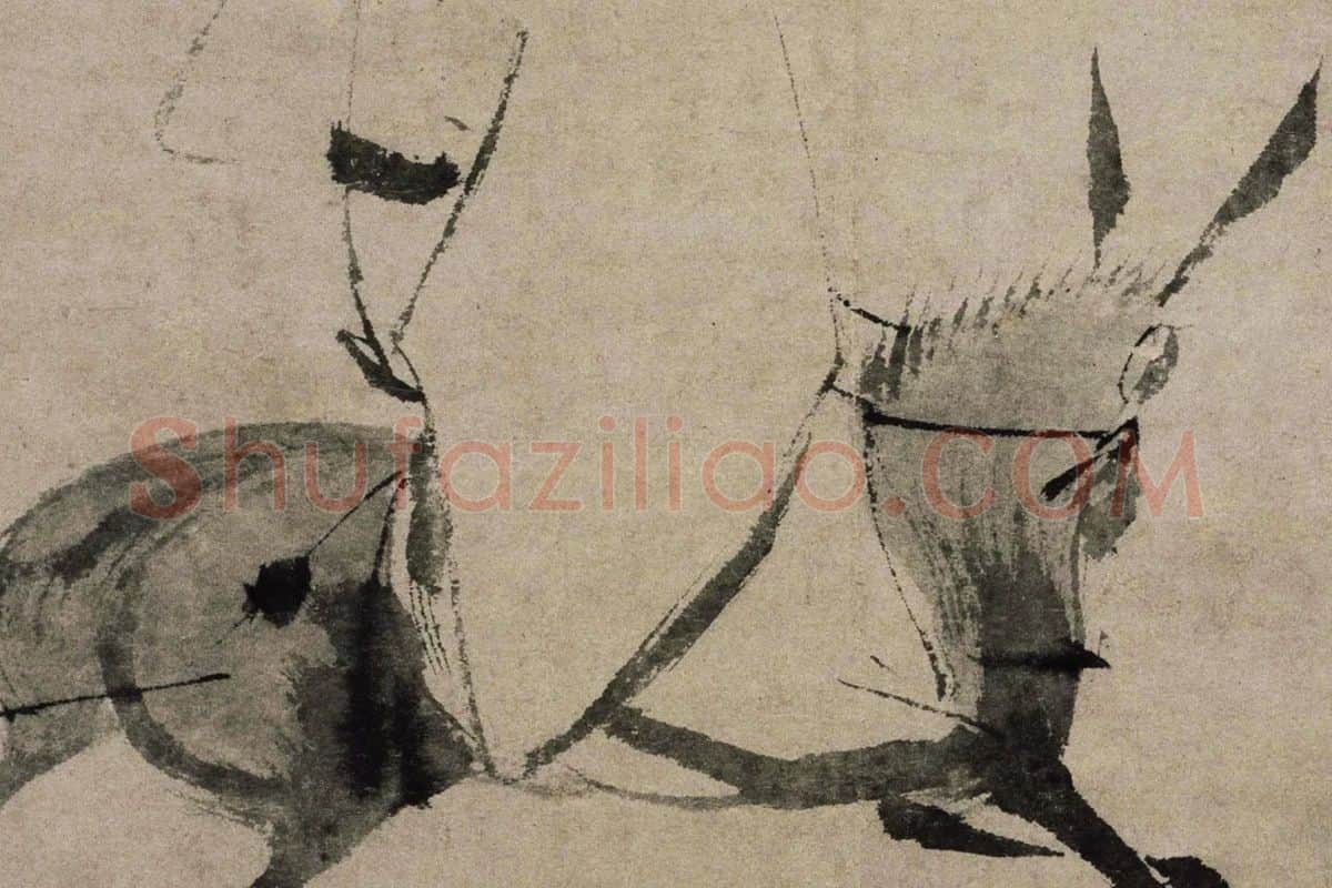 徐渭水墨画《驴背吟诗图》局部 (2)