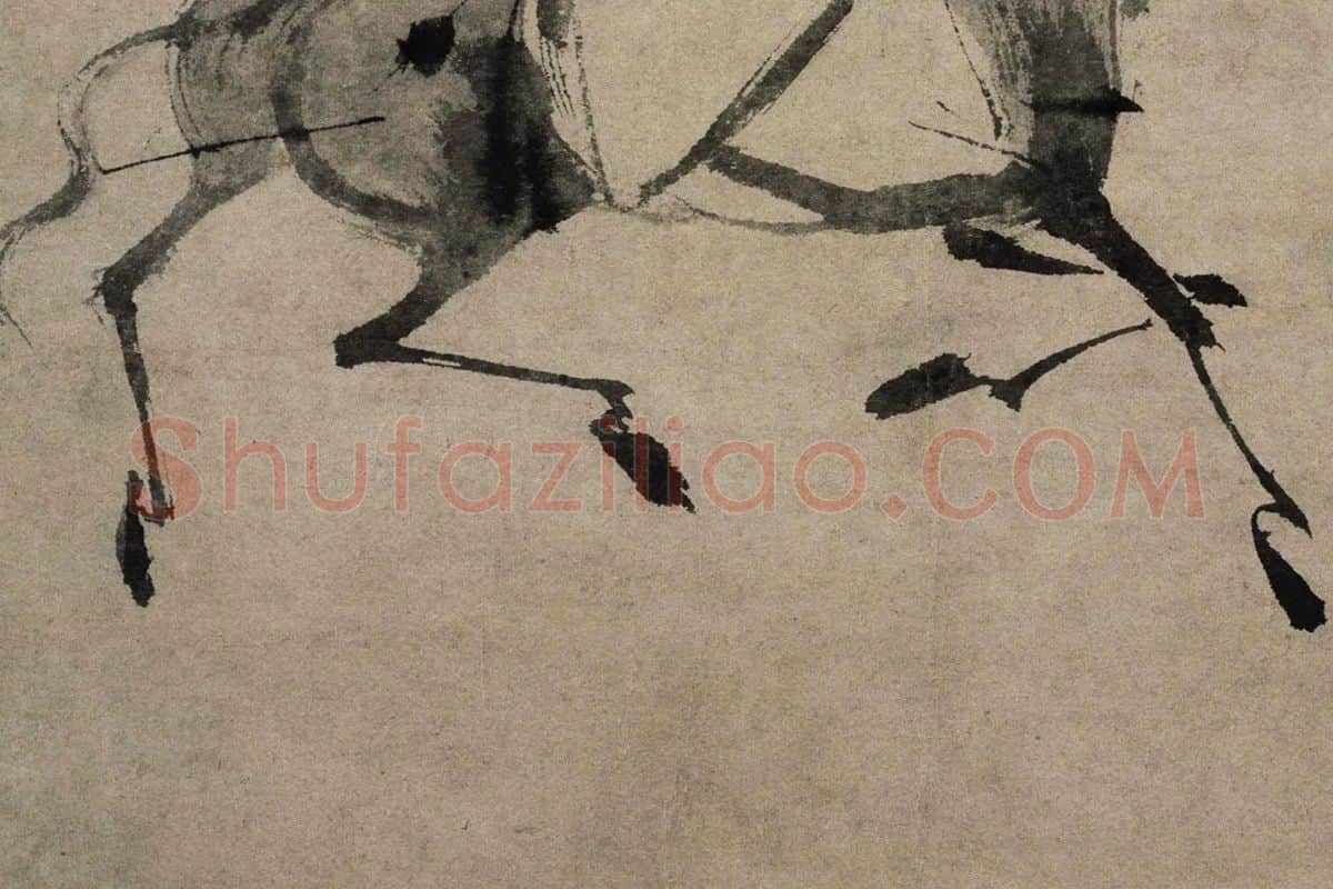 徐渭水墨画《驴背吟诗图》局部 (3)