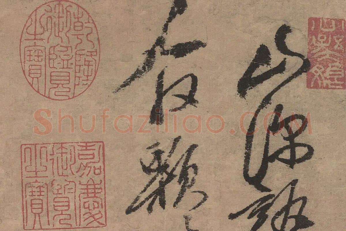 徐渭水墨写意《榴实图》高清大图局部细节 (7)
