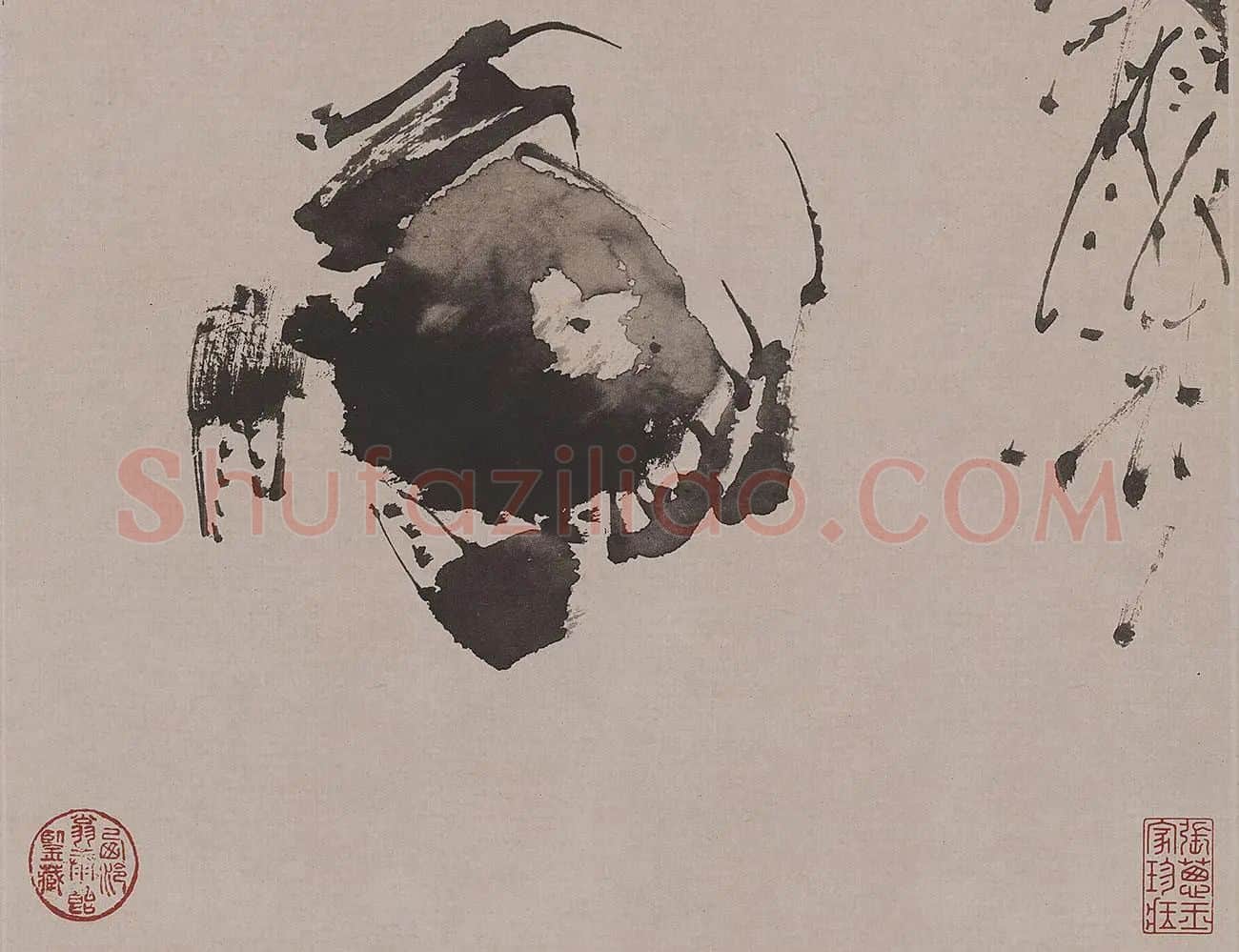 徐渭水墨荷叶与螃蟹《黄甲图》_05