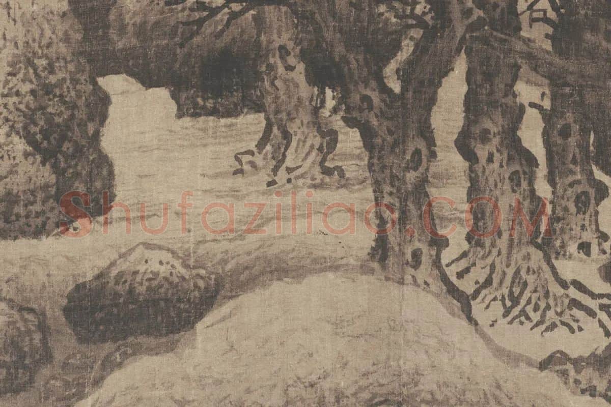 范宽雪景山水画《雪景寒林图》高清大图局部细节 (2)