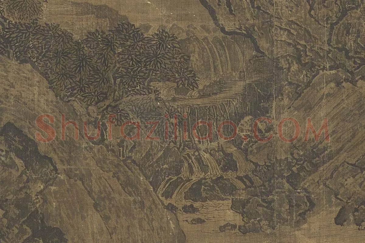 北宋山水画·范宽《溪山行旅图》高清大图局部细节 (1)