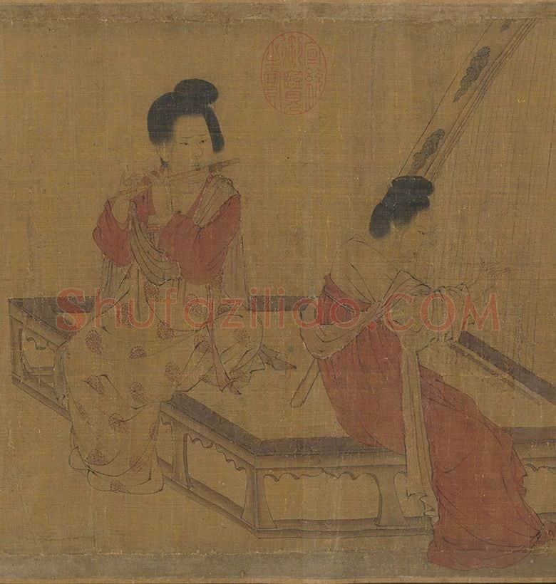 周昉人物画《调婴图》卷_09