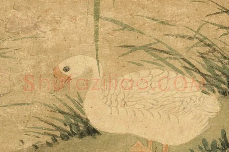 崔白画鹅《柳阴戏鹅图》局部 (1)