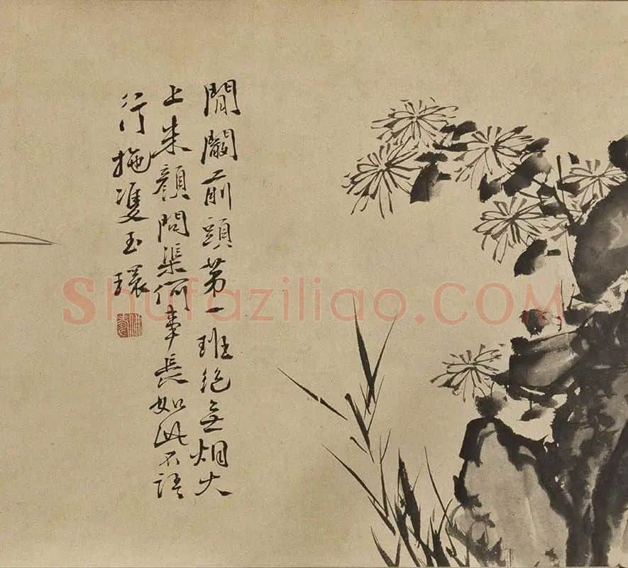 徐渭水墨花卉《墨花九段图卷》_09
