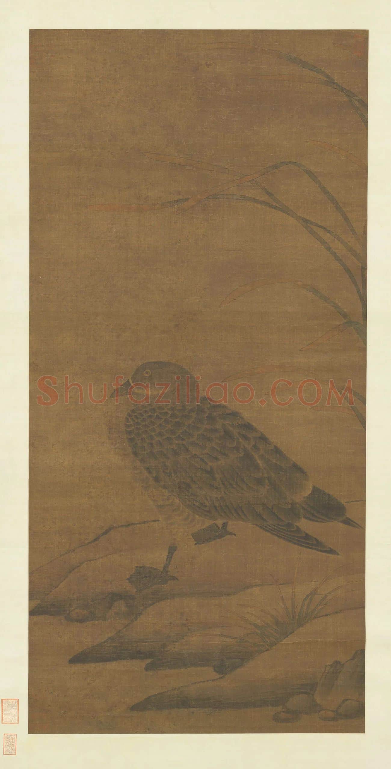 工笔画《芦汀宿雁图》