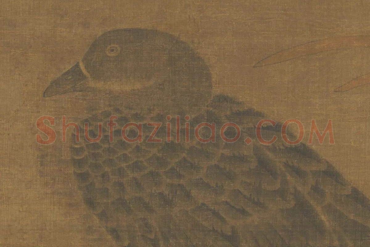 工笔画《芦汀宿雁图》局部 (1)