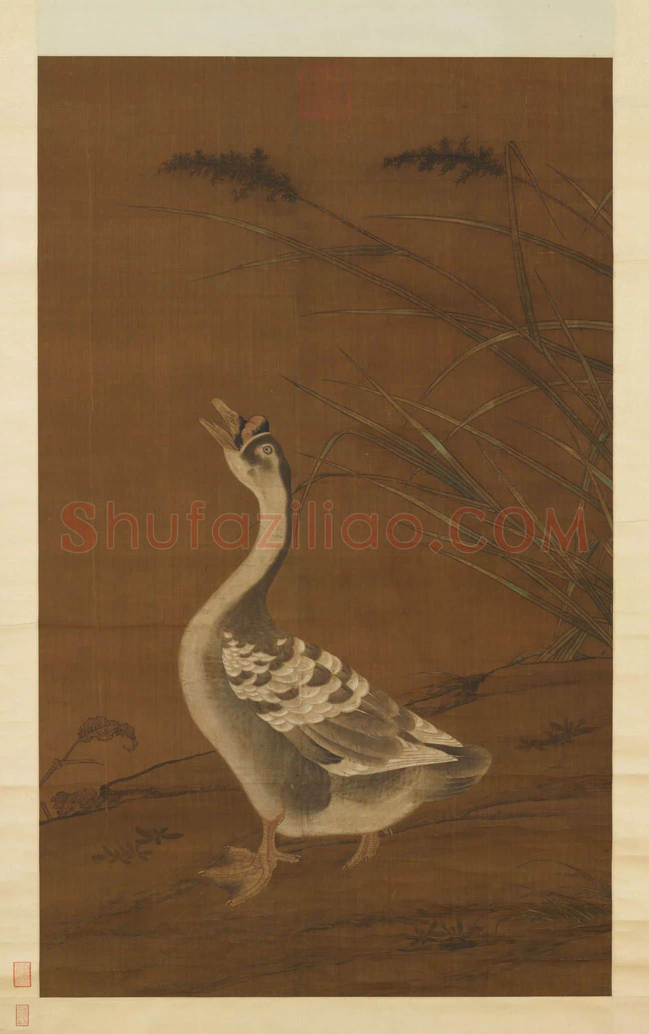 工笔画鹅 崔白(传)《芦花羲爱图》高清图片