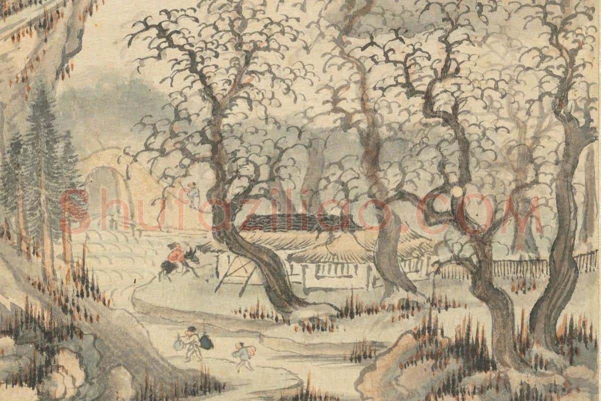 王翚《仿郭熙秋山晓行图》局部 (3)