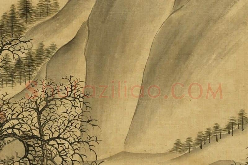 恽寿平《仿郭熙寒山行旅图》局部 (3)