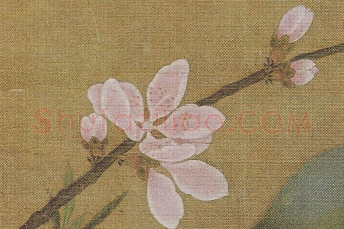 赵佶花鸟画《桃鸠图》局部 (2)