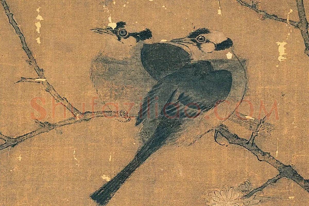 赵佶花鸟画《腊梅山禽图》局部 (1)