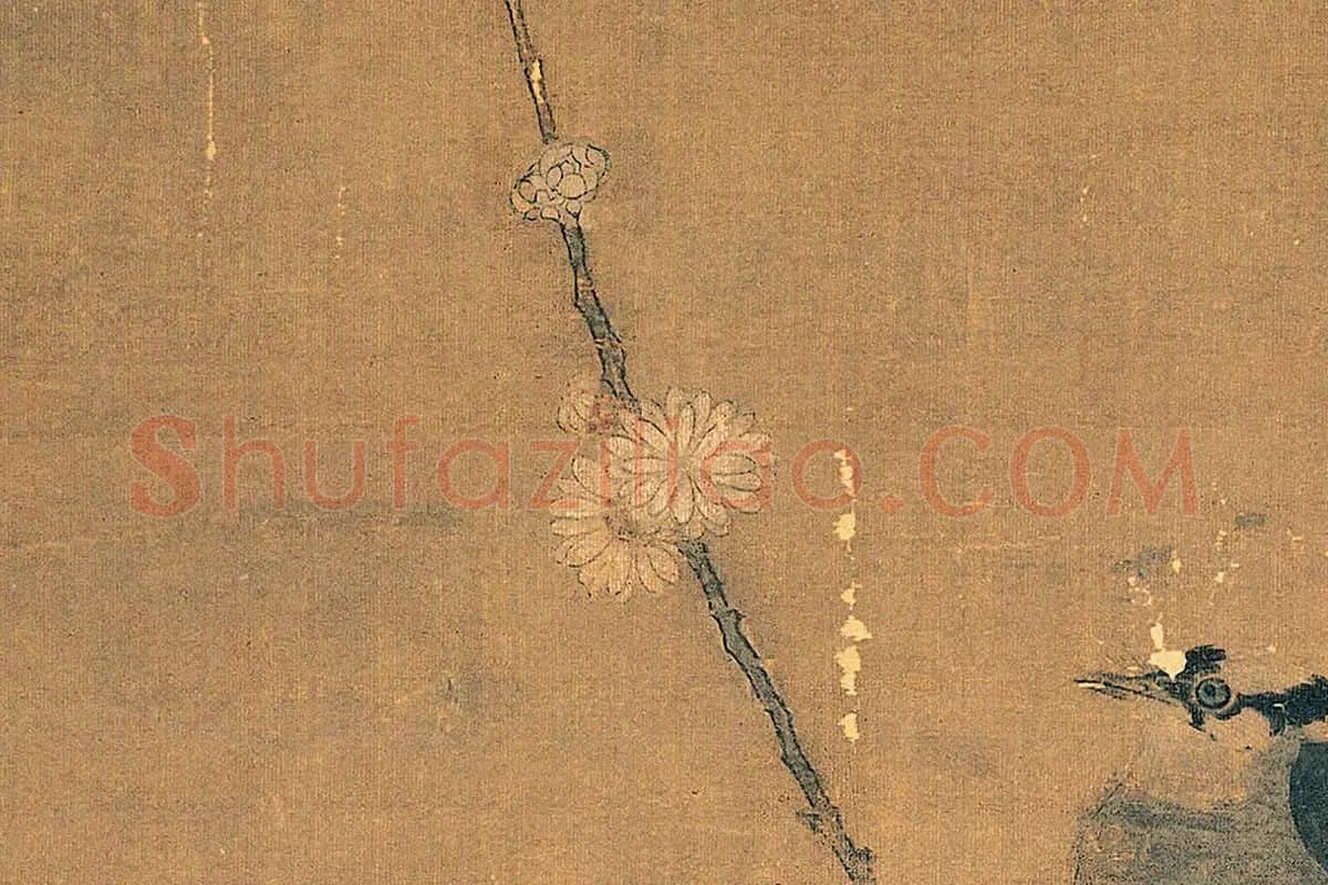 赵佶花鸟画《腊梅山禽图》局部 (2)