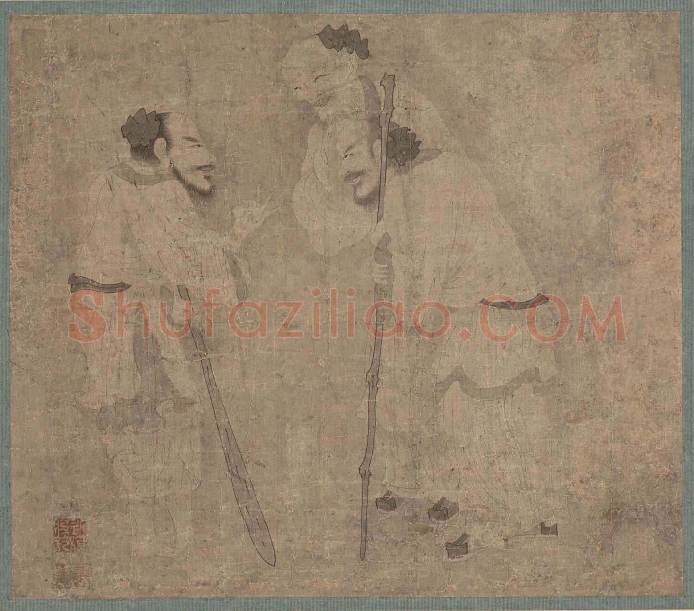 赵孟頫白描人物画《人形图》高清大图
