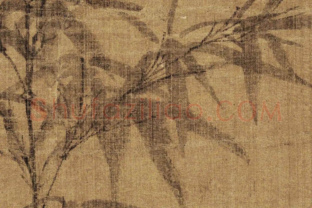 赵孟頫晚年画竹《竹石图》高清大图局部细节 (2)