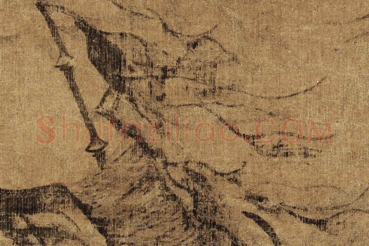赵孟頫晚年画竹《竹石图》高清大图局部细节 (5)