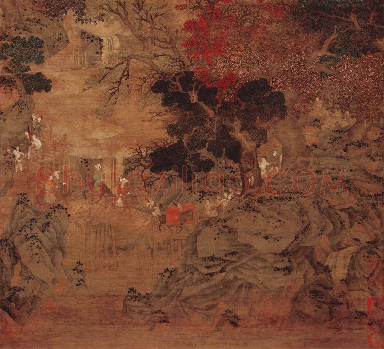 赵孟頫山水人物《蜀道难》高清大图_03