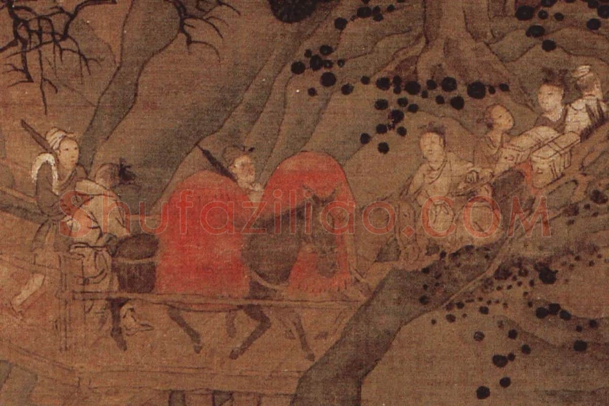 赵孟頫山水人物《蜀道难》局部 (1)