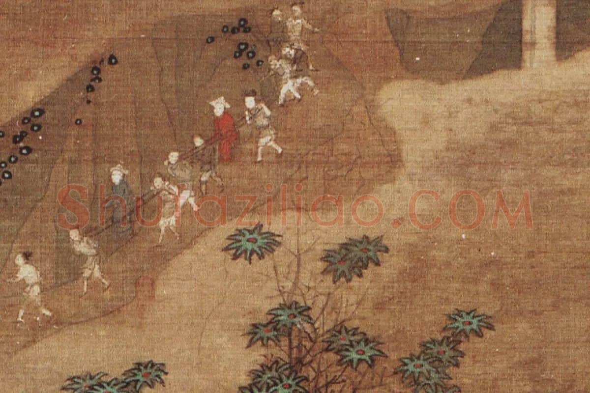 赵孟頫山水人物《蜀道难》局部 (5)
