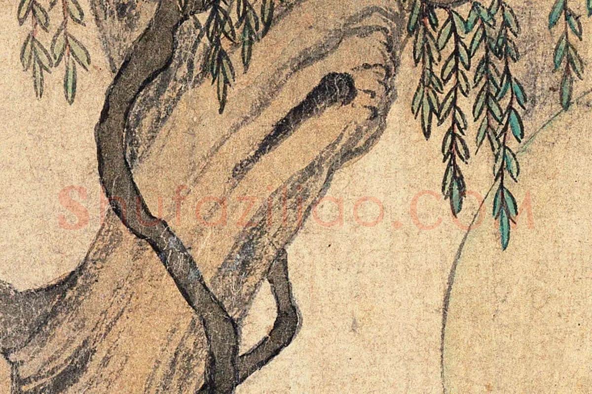 赵孟頫人物画《红衣罗汉图》高清大图局部细节 (2)