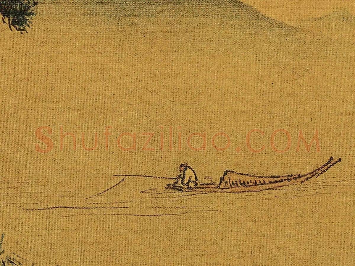 李唐《松湖钓隐图》团扇山水局部 (1)