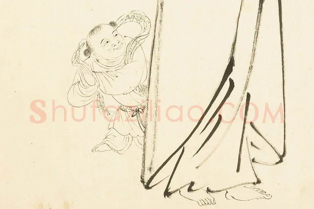 丁云鹏白描画《观音大士像》局部 (2)