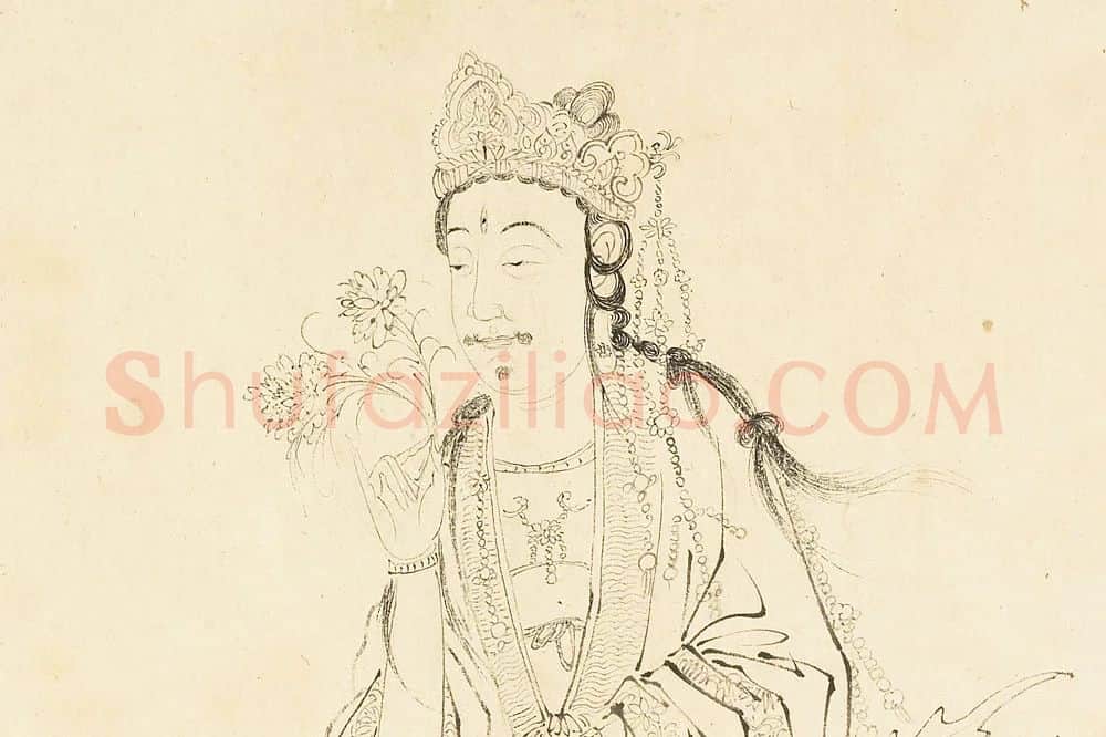 丁云鹏白描画《观音大士像》局部 (3)