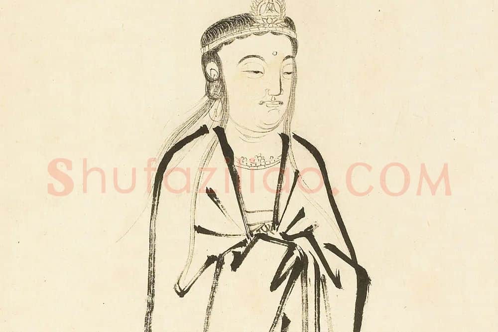 丁云鹏白描画《观音大士像》局部 (6)